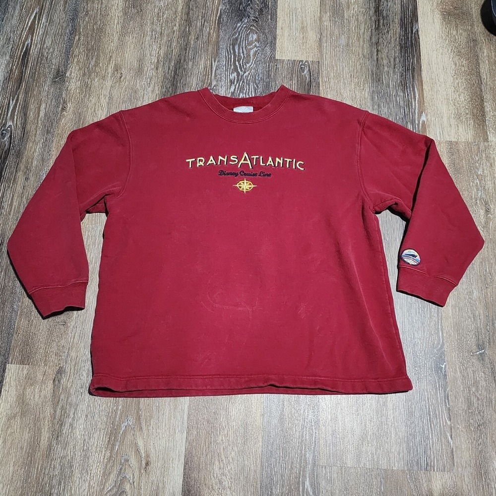 Walt Disney Cruise Line Transatlantic Mens Large Embroidered Sweater‎ Sweatshirt